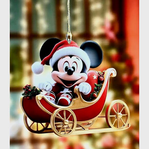 Mickey Mouse in a Sleigh Christmas Tree Ornament - Picture 1 of 6